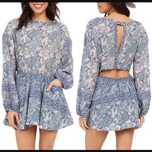 Free People Washed Blue Silver Floral Dress